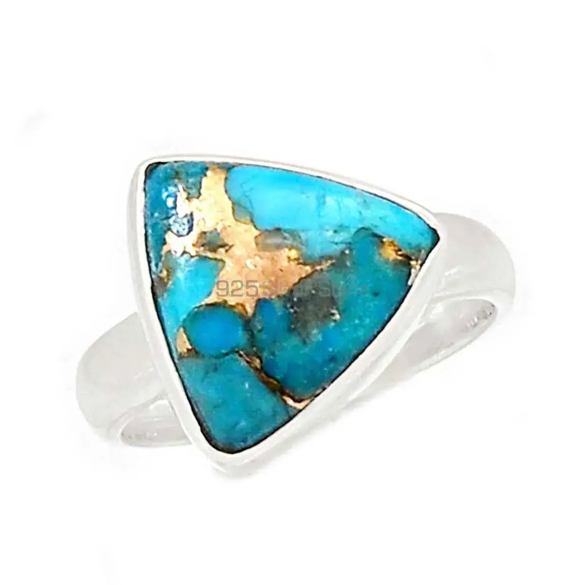 Copper Turquoise Gemstone Handmade Ring In Sterling Silver Jewelry 925SR2299