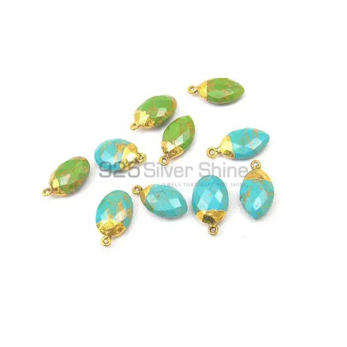 Copper Turquoise Marquise Gemstone Single Bail Electro Gold Plated Connector 925GC101_1