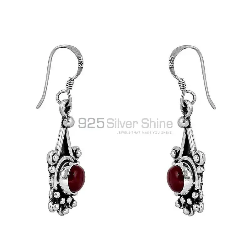Coral Gemstone Earring In Sterling Silver Jewelry 925SE103_0