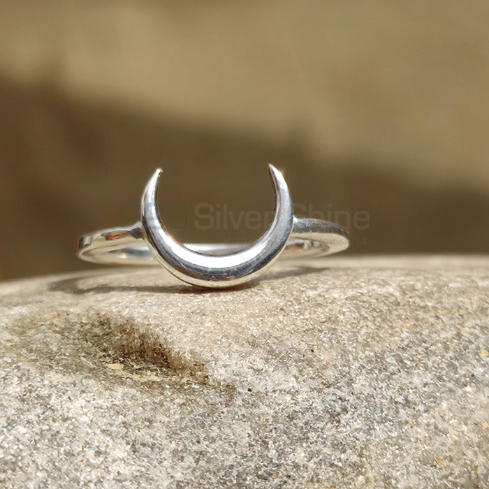 CRESCENT MOON Design Sterling Silver Plain Ring SSR76