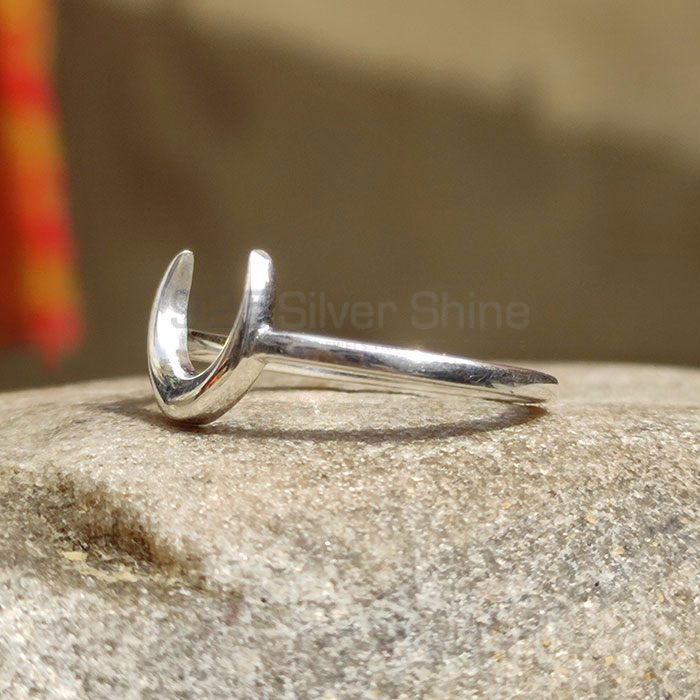 CRESCENT MOON Design Sterling Silver Plain Ring SSR76_0