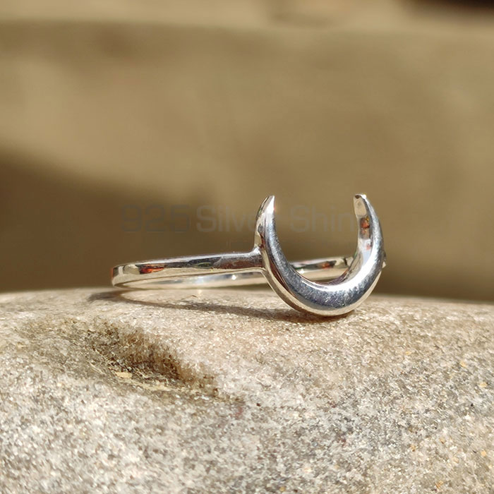 CRESCENT MOON Design Sterling Silver Plain Ring SSR76_1