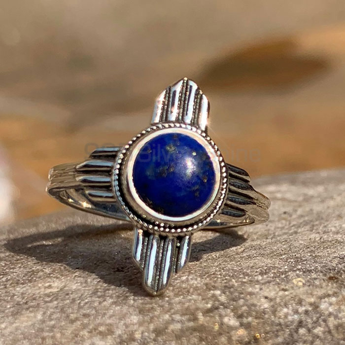 Cross Sing Lapis Lazuli Gemstone Ring In Sterling Silver SSR192-1