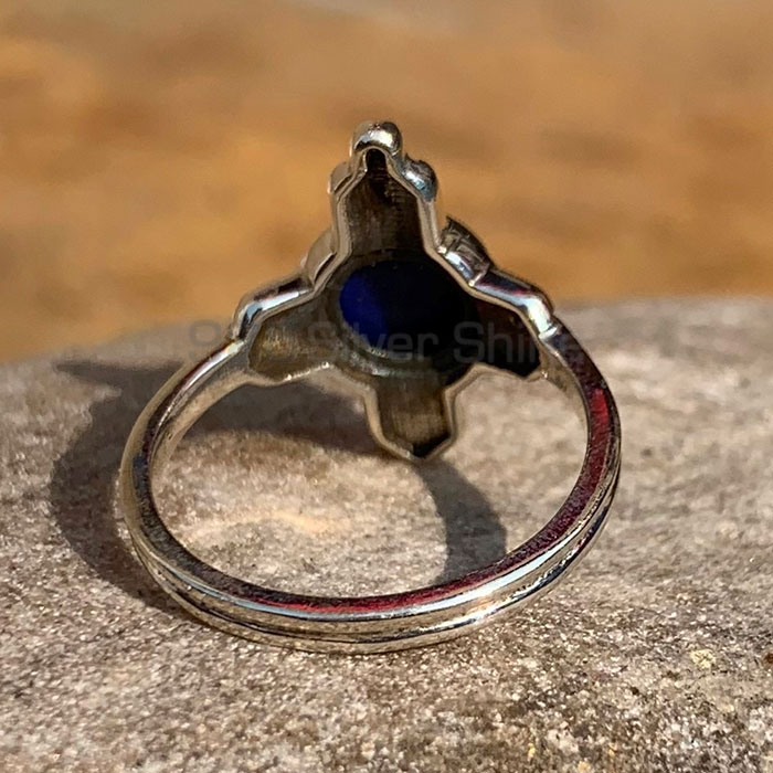 Cross Sing Lapis Lazuli Gemstone Ring In Sterling Silver SSR192-1_0