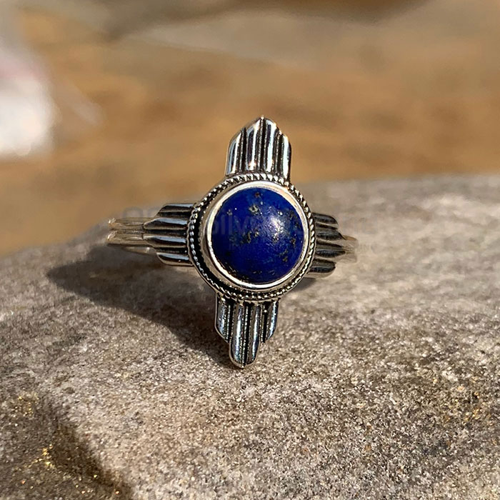 Cross Sing Lapis Lazuli Gemstone Ring In Sterling Silver SSR192-1_1