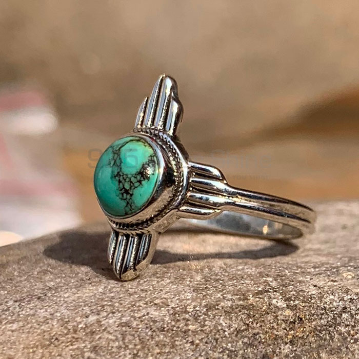 Cross Sing Turquoise Gemstone Ring In Sterling Silver SSR192-2_0