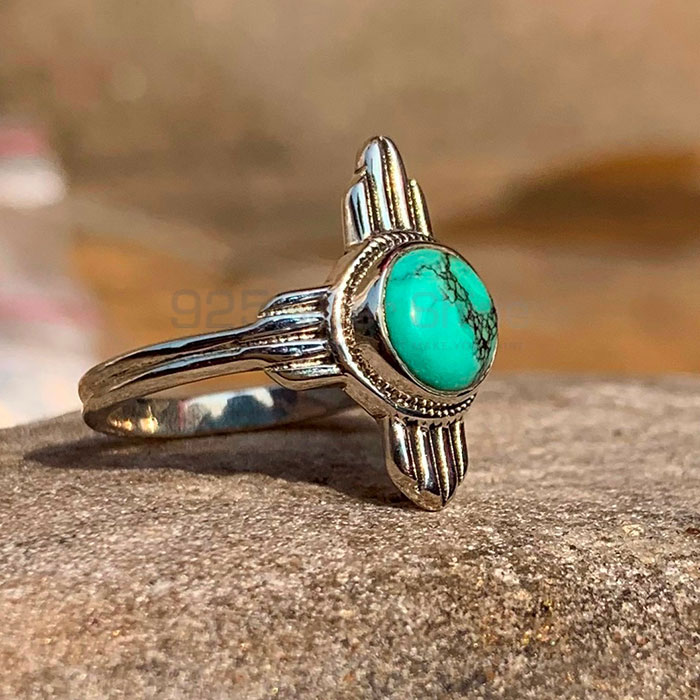 Cross Sing Turquoise Gemstone Ring In Sterling Silver SSR192-2_1