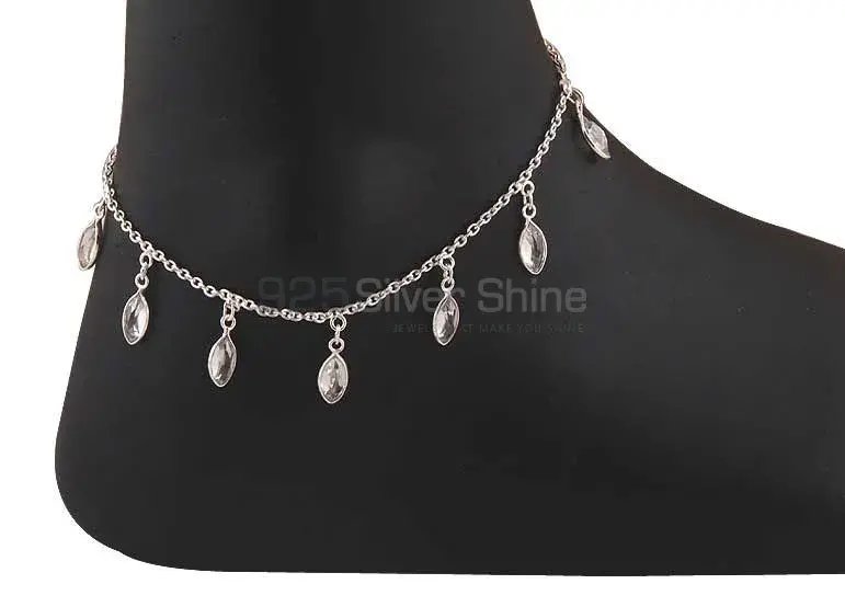 Crystal Gemstone Anklet In 925 Sterling Silver 925ANK150