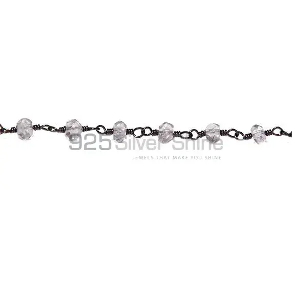 Crystal Quartz Faceted Rondell Rosary Chain. "Wire Wrapped 1 Feet Roll Chain" 925RC135