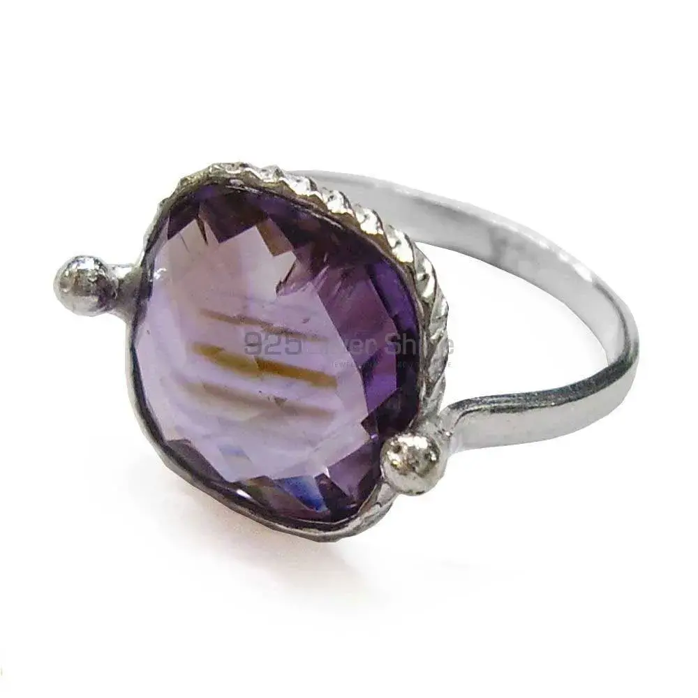 Cushion Shape Amethyst Silver Rings 925SR2363