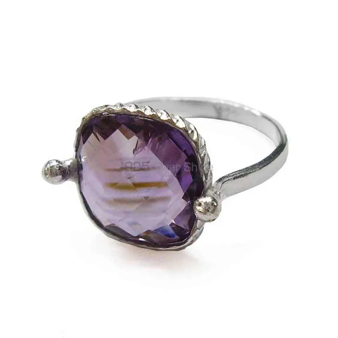 Cushion Shape Amethyst Silver Rings 925SR2363_0