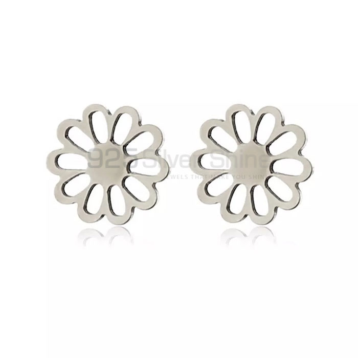 Custom Flower Minimalist Stud Earring In Sterling Silver FWME195