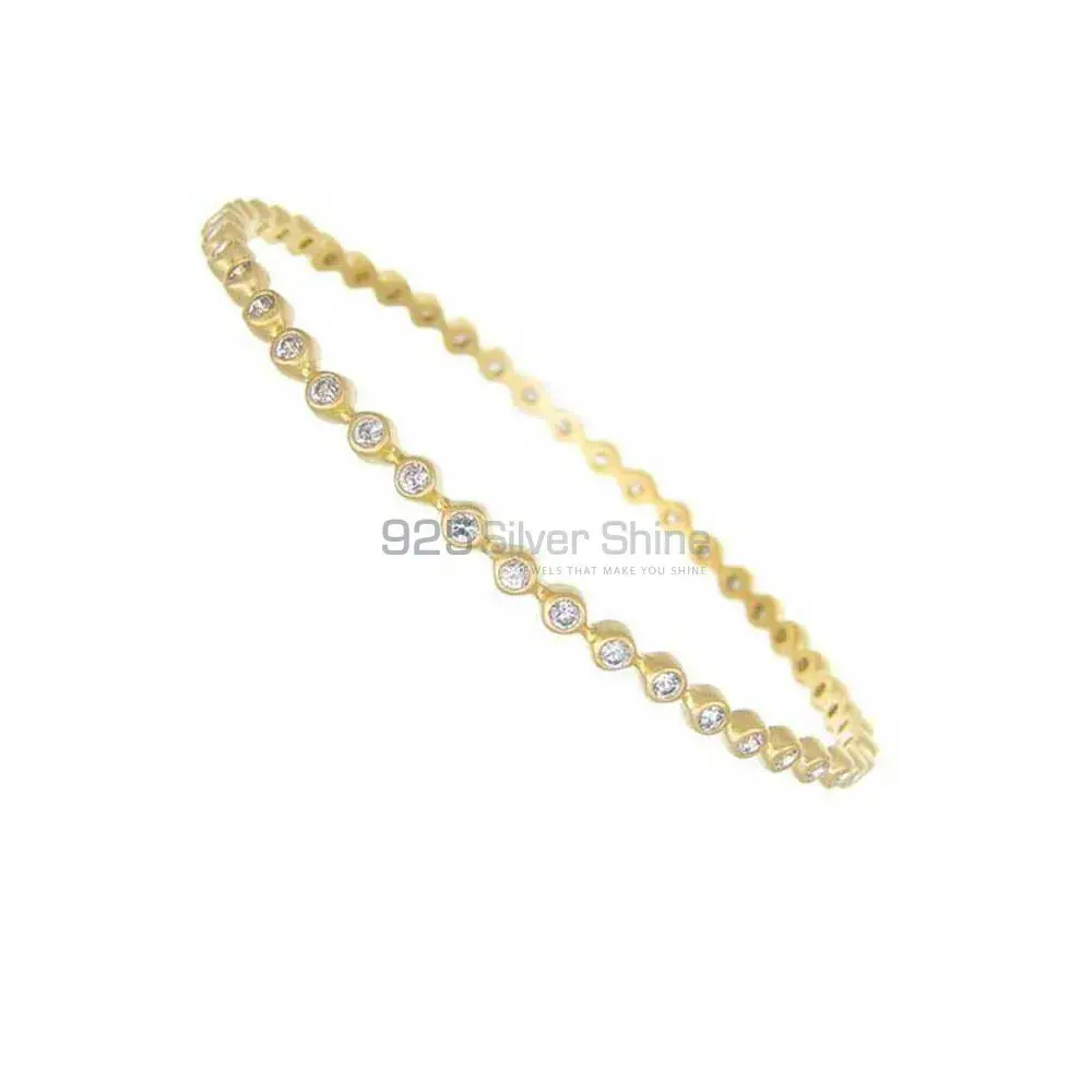 CZ Gemstone Bracelet In 925 Sterling Silver Gold Plated Jewelry 925SSB5