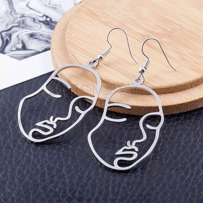 Dangle Face Minimalist Earring In Sterling Silver FCME97_0