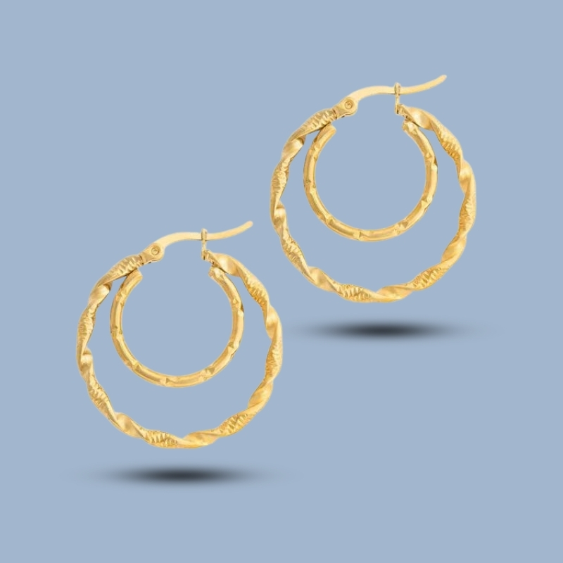 Dangling Delicate Chain 925 Sterling Silver Classic Hoops Earring 925She343