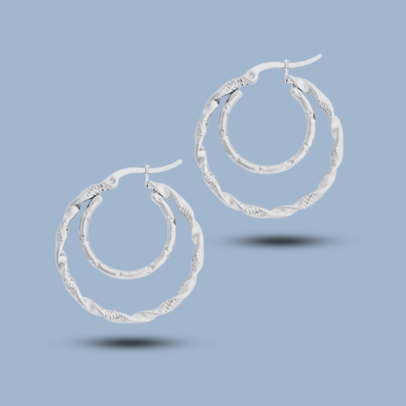 Dangling Delicate Chain 925 Sterling Silver Classic Hoops Earring 925She343_0