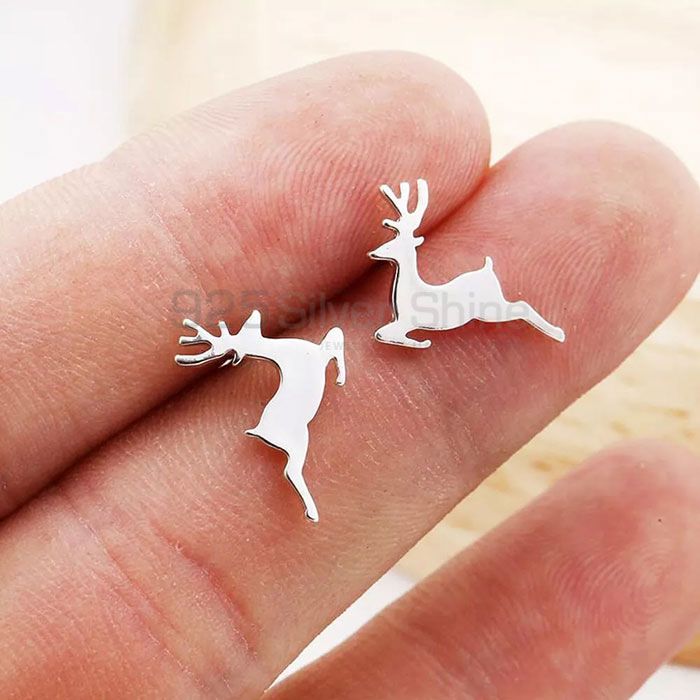 Deer Napkin Earring, Animal Minimalist Earring In 925 Sterling Silver AME49_1