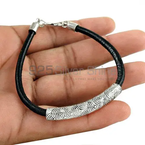 Designer 925 Silver Handmade Bracelets In Leather Jewelry 925SB319