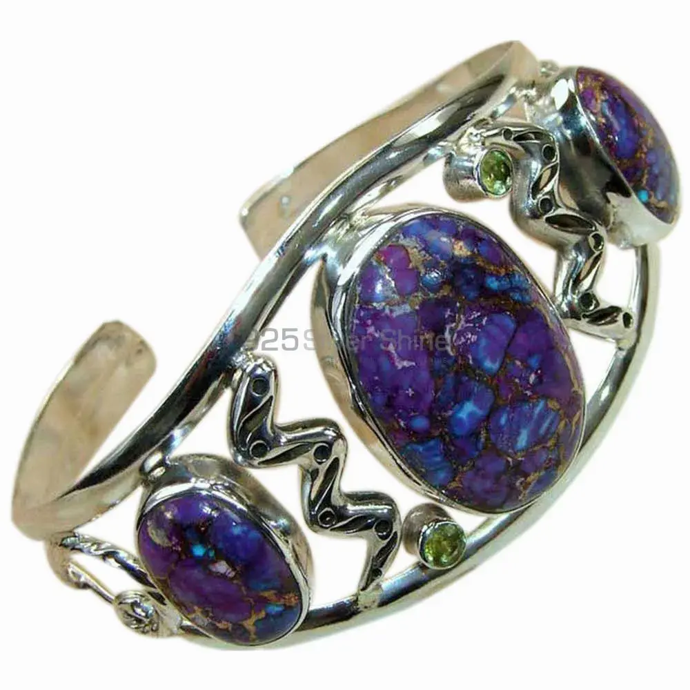 Designer 925 Sterling Silver Cuff Bangles In Multi Gemstone 925SSB166