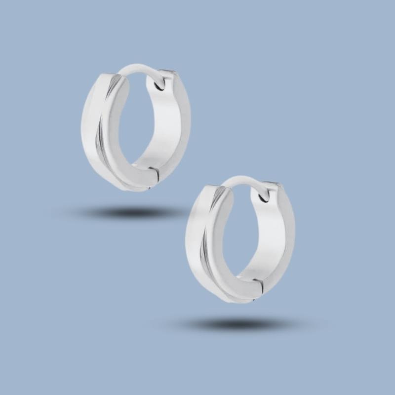 925 Sterling Silver Hinged Segment Hoop Earring 925She295_0