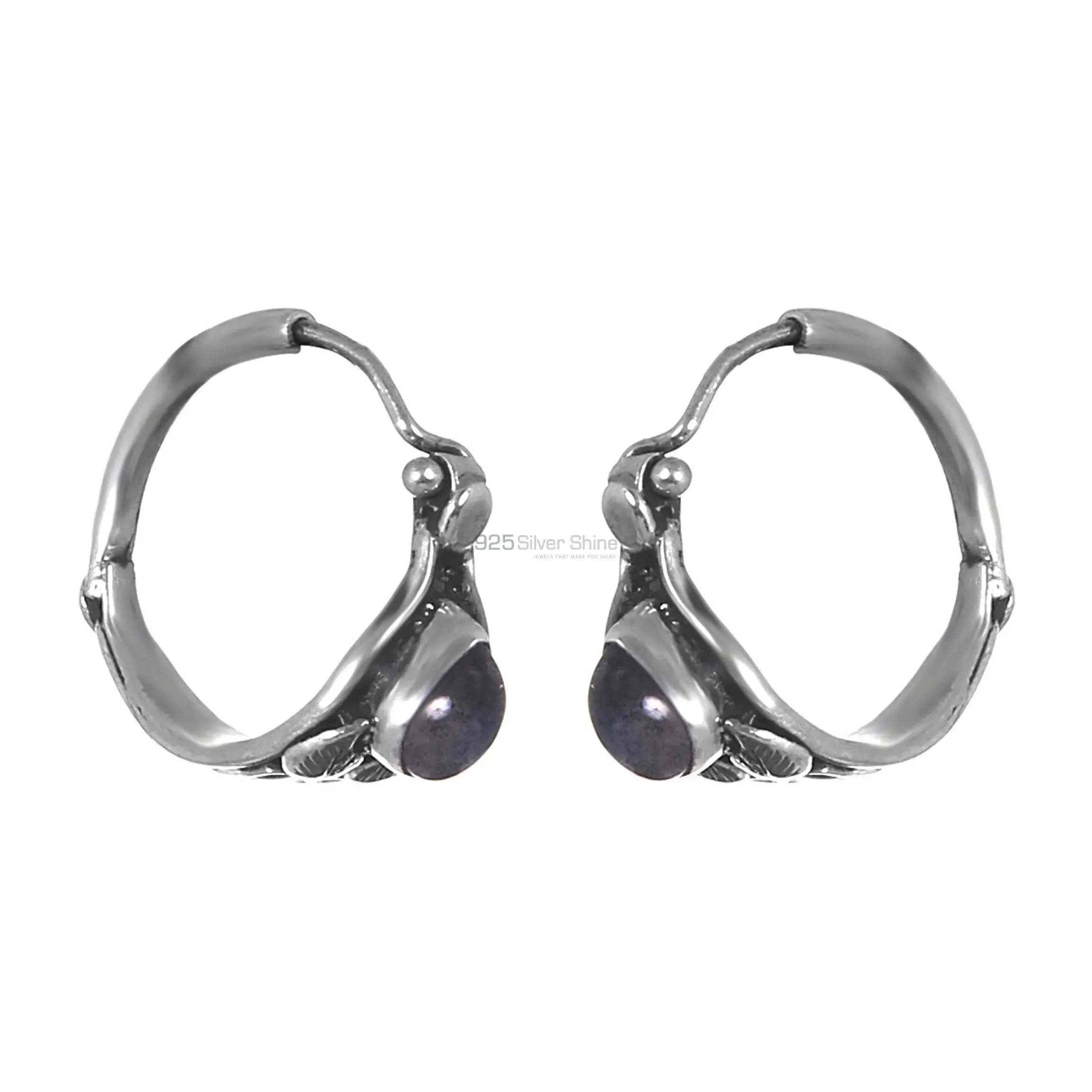 Designer Fine 925 Sterling Silver Oxidized Earrings In Labradorite Gemstone 925SE307_0