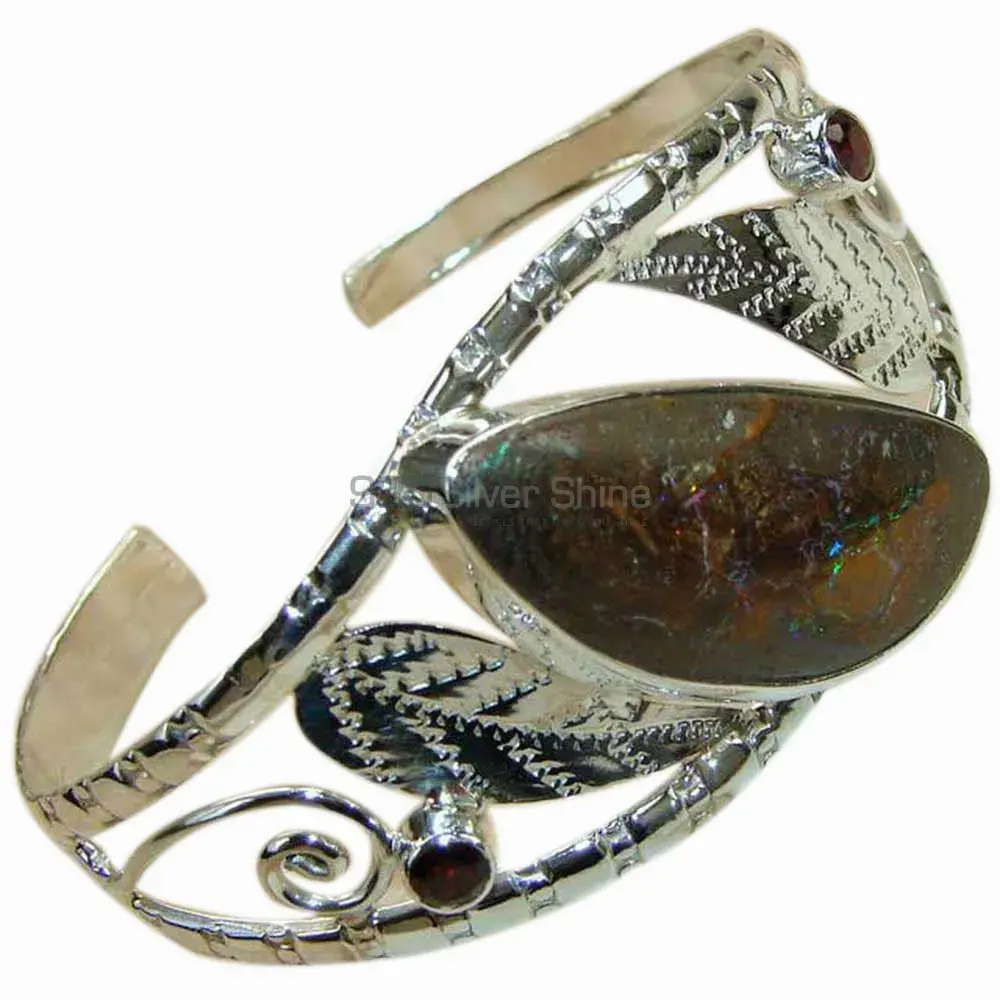 Fine Silver Cuff Bangles In Multi Gemstone 925SSB167