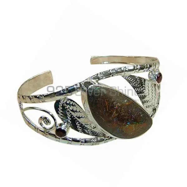Designer Fine Silver Cuff Bangles In Multi Gemstone 925SSB167_0