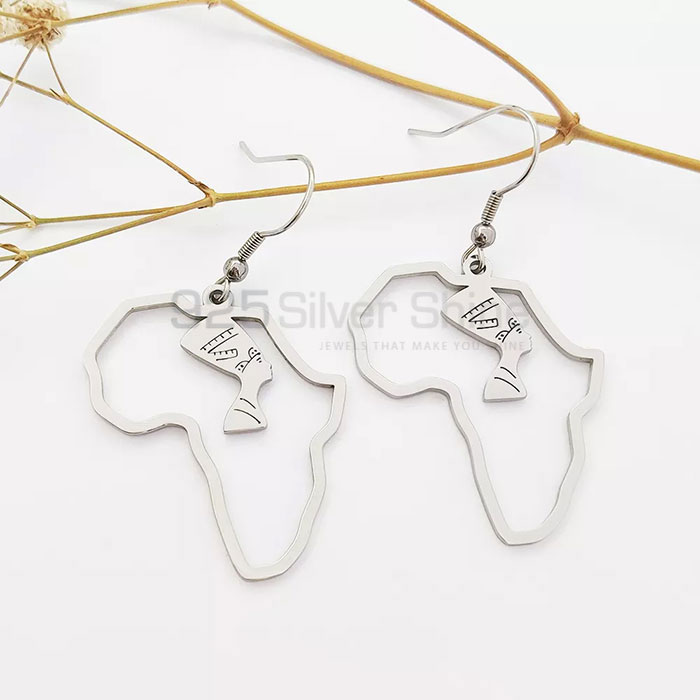 Designer Map Egyptian Queen Nefertiti Dangle Earring In 925 Silver MPME354