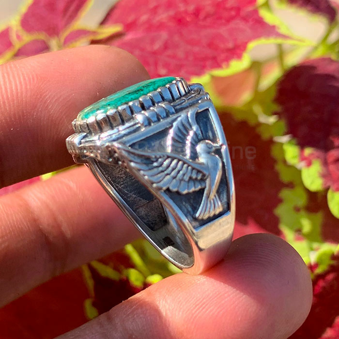 Men’s Turquoise gemstone Silver Rings with eagle design SSR225_2