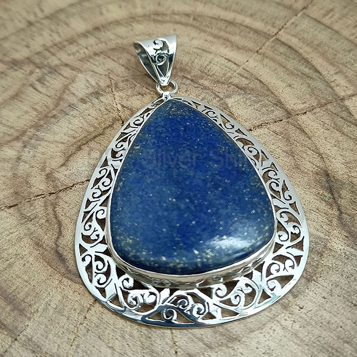 Designer Pear Shape Lapis Lazuli Gemstone Pendant In 925 Silver 925NSP14_0
