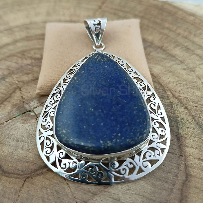 Designer Pear Shape Lapis Lazuli Gemstone Pendant In 925 Silver 925NSP14_4
