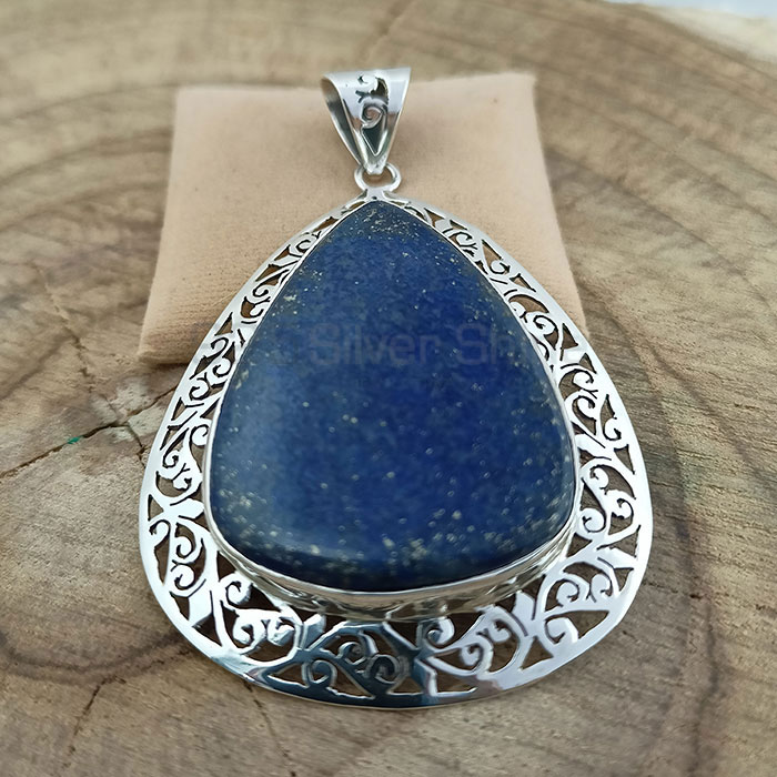 Pear Shape Lapis Lazuli Gemstone Pendant In 925 Silver 925NSP14_4