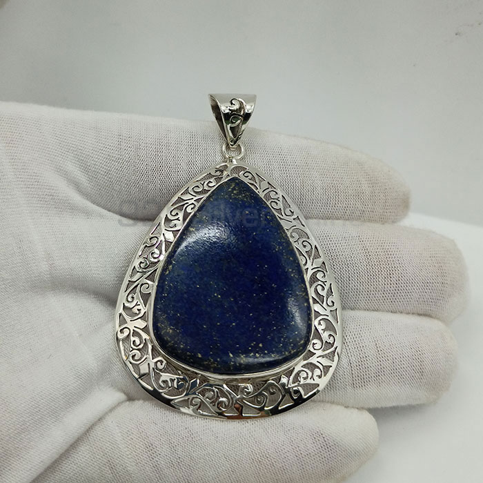 Pear Shape Lapis Lazuli Gemstone Pendant In 925 Silver 925NSP14_5