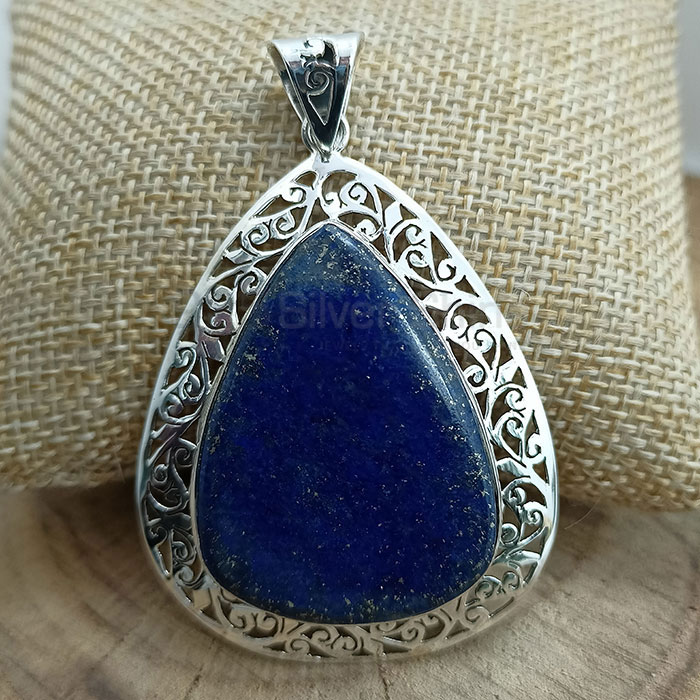 Pear Shape Lapis Lazuli Gemstone Pendant In 925 Silver 925NSP14_6