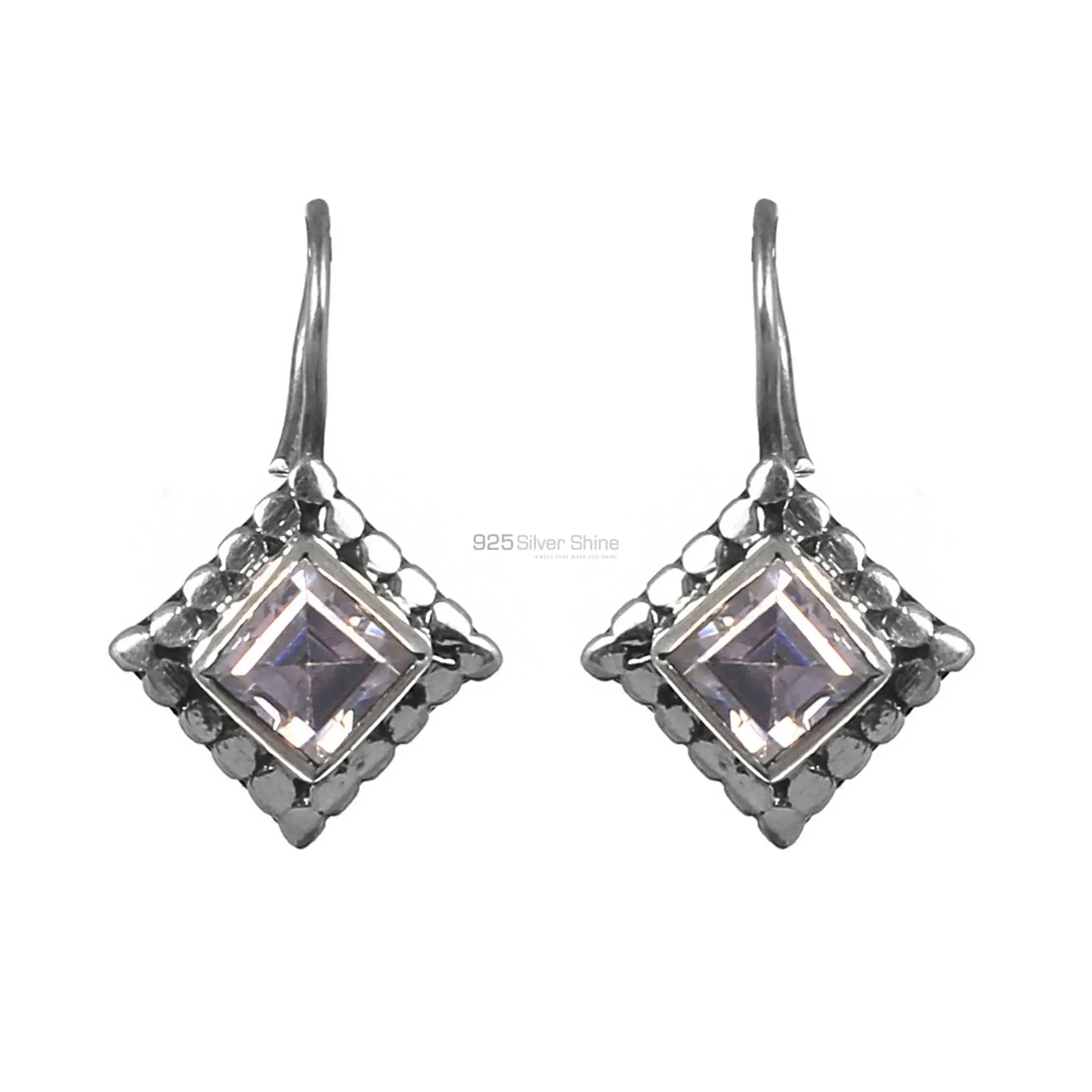 Sterling Silver Earrings In Amethyst Cut Stone Jewelry 925SE216_0