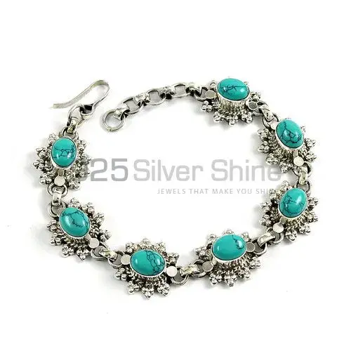 Designer Turquoise Gemstone Bracelets In Fine Silver Jewelry 925SB327