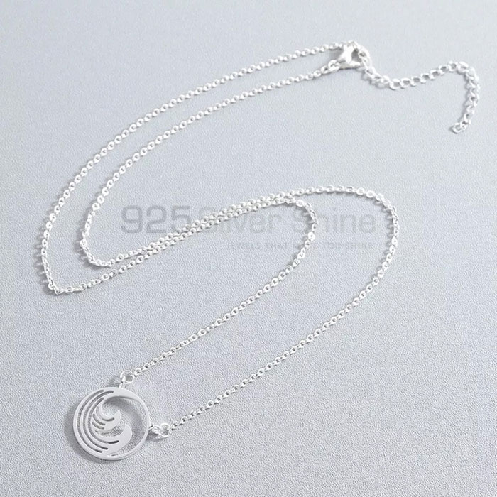 Designer Water Wave Charm Necklace In Sterling Silver WWMN640