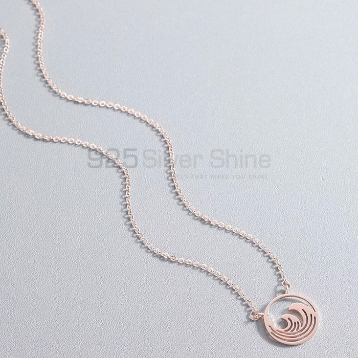 Designer Water Wave Charm Necklace In Sterling Silver WWMN640_0