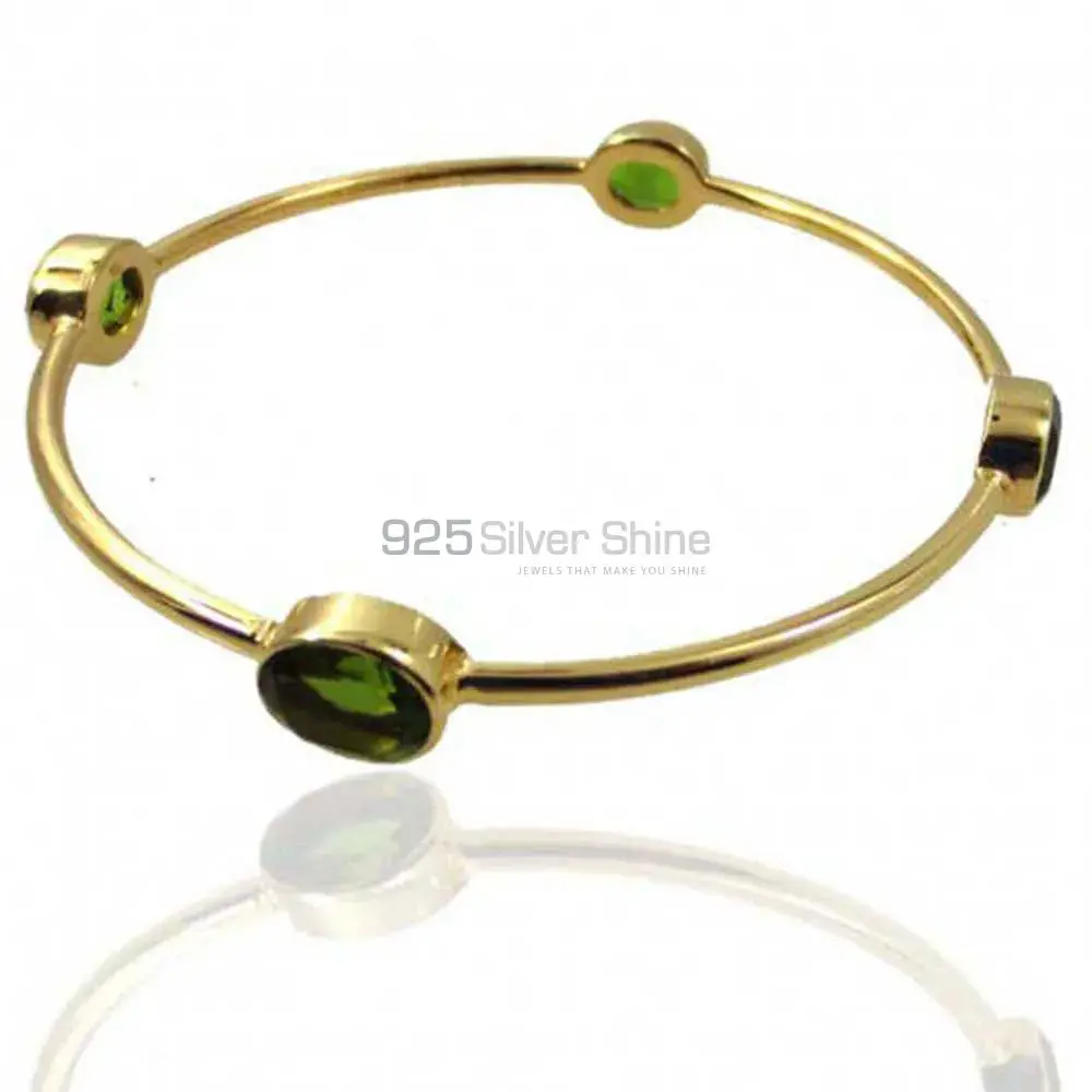 Diopside Gemstone Bangles In 925 Sterling Silver Gold Plated 925SSB112