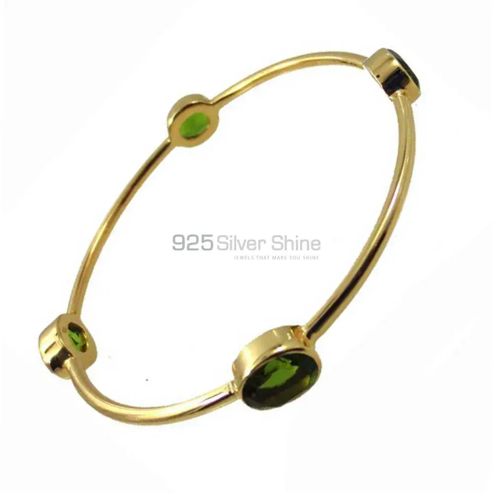 Diopside Gemstone Bangles In 925 Sterling Silver Gold Plated 925SSB112_0