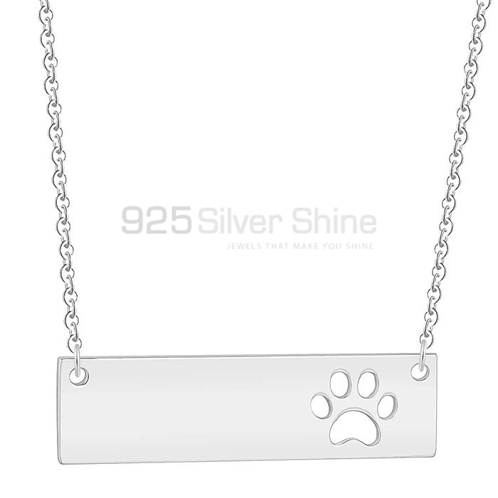 Dog Cat Paw Bar Necklace, Animal Minimalist Necklace In 925 Sterling Silver AMN96