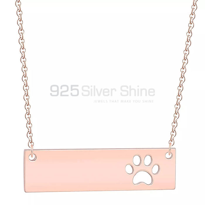 Dog Cat Paw Bar Necklace, Designer Animal Minimalist Necklace In 925 Sterling Silver AMN96_0
