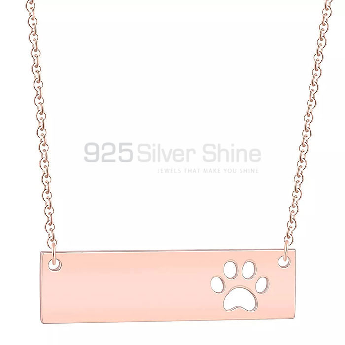 Dog Cat Paw Bar Necklace, Animal Minimalist Necklace In 925 Sterling Silver AMN96_0
