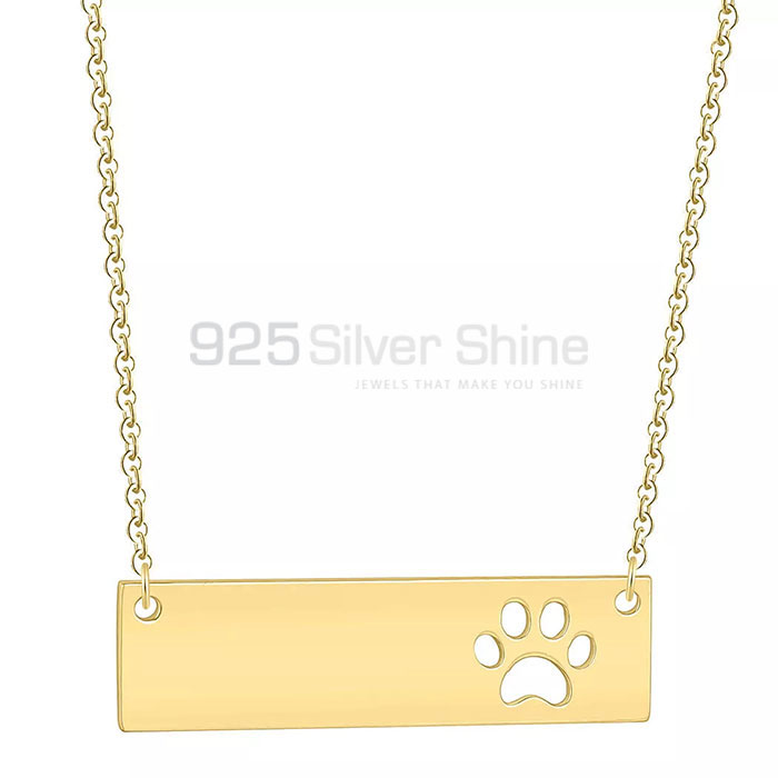 Dog Cat Paw Bar Necklace, Animal Minimalist Necklace In 925 Sterling Silver AMN96_1