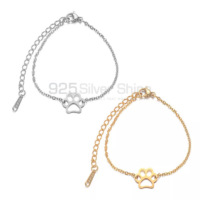 Dog Cat Paw Bracelet, Animal Minimalist Bracelet In 925 Sterling Silver AMB06_1