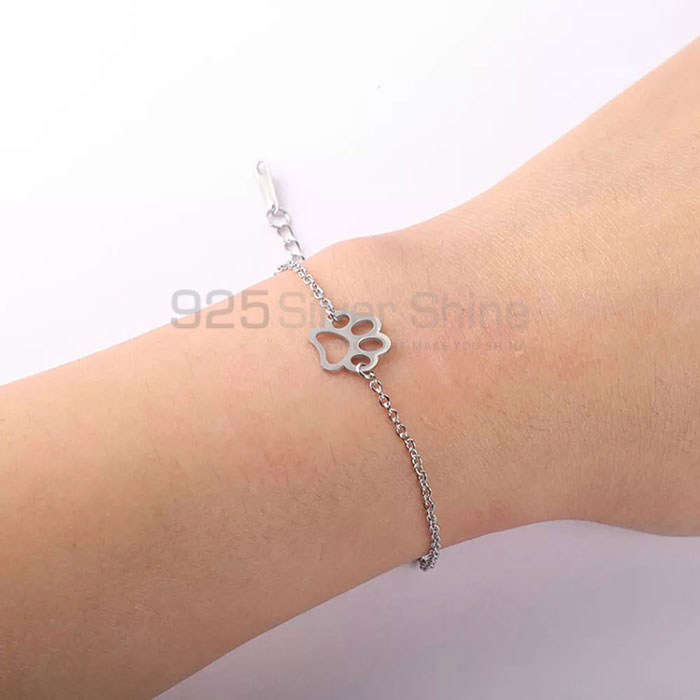 Dog Cat Paw Bracelet, Animal Minimalist Bracelet In 925 Sterling Silver AMB06_2