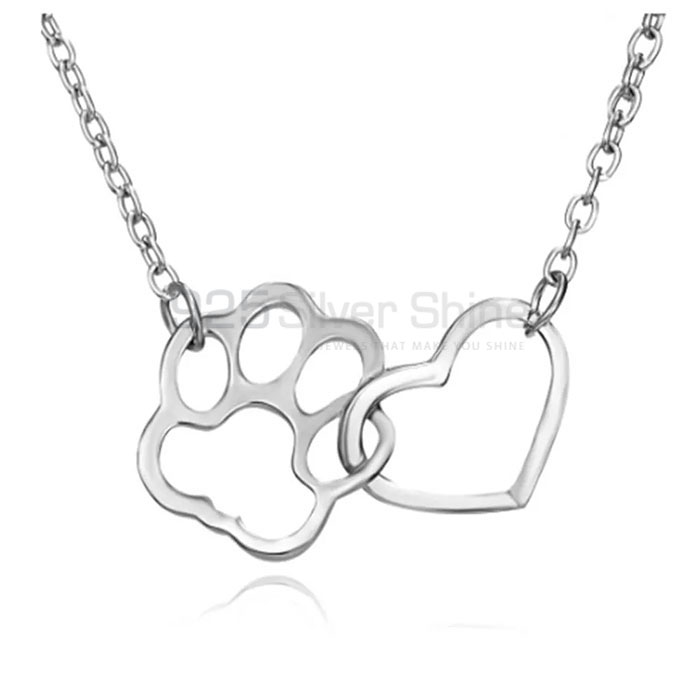 Dog Cat Paw Necklace, Top Collection Animal Minimalist Necklace In 925 Sterling Silver AMN217
