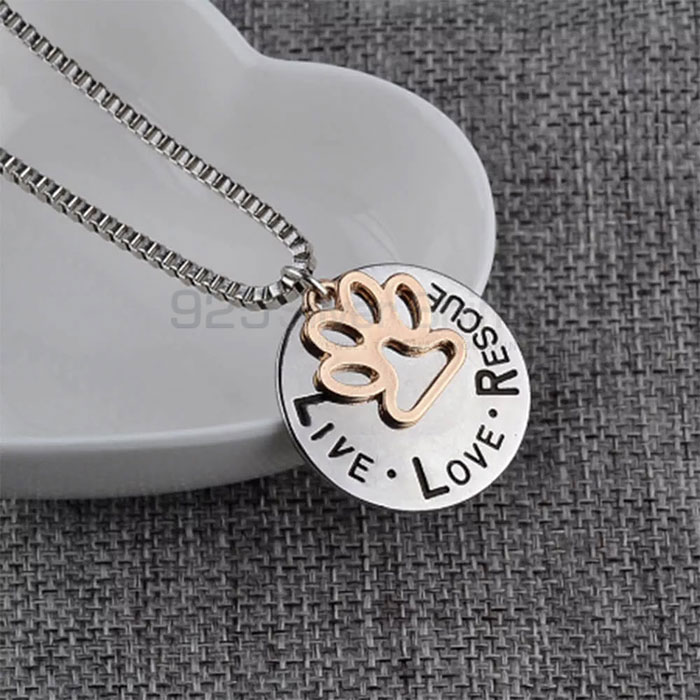 Dog Cat Paw Necklace, Animal Minimalist Necklace In 925 Sterling Silver AMN113