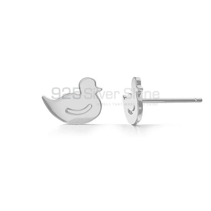 Duck Earring, Animal Minimalist Earring In 925 Sterling Silver AME62