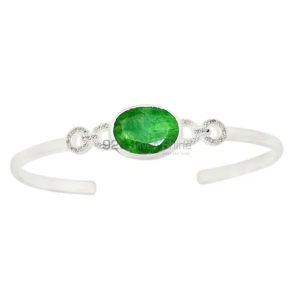 Dyed Emerald Gemstone Bracelets In 925 Solid Silver Jewelry 925SB288